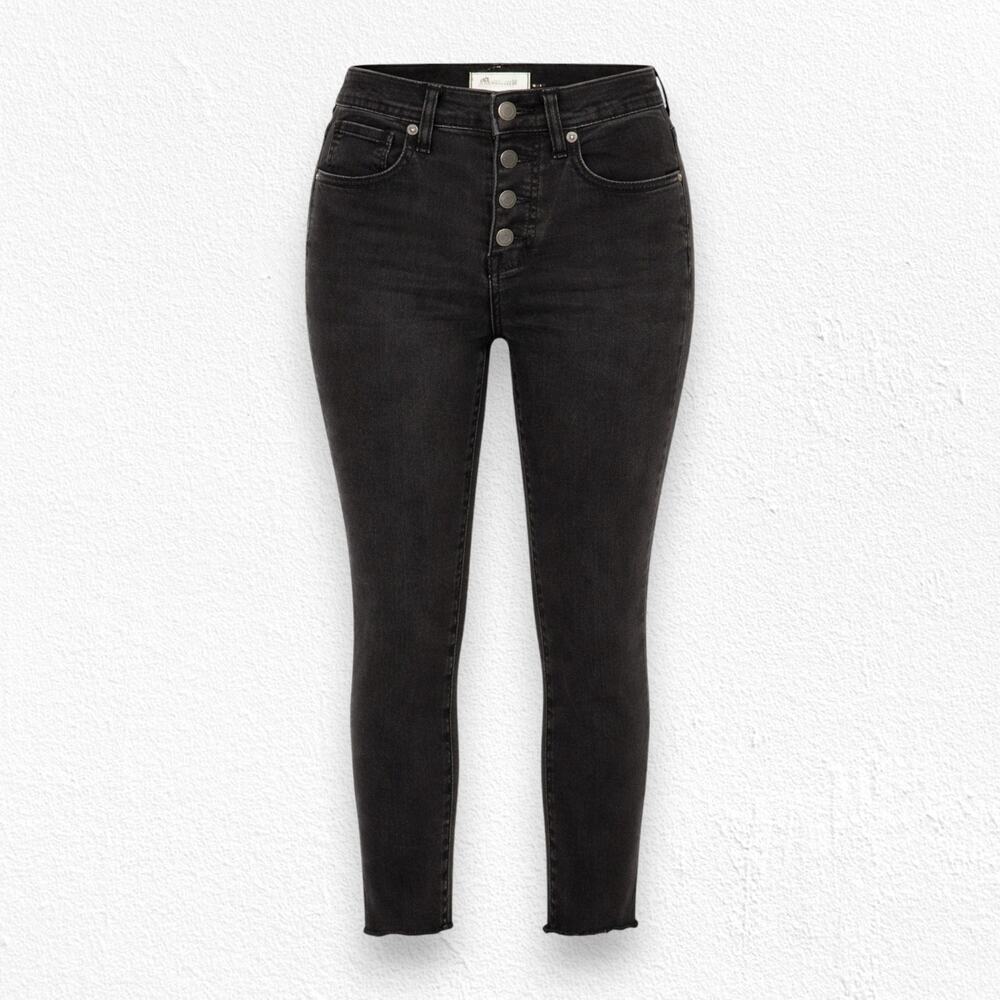 Madewell Washed Black 10 in High Waisted Button Fly Classic Skinny Jeans Size 25